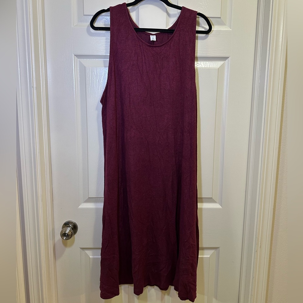 Old Navy Knit Sleeveless Swing Dress Size XXL Tall Maroon Soft Spun Plush